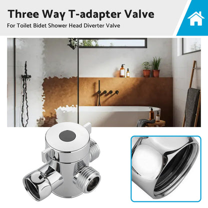 1 2 in Three Way T-adapter Valve For Toilet Bidet Shower Head Diverter Valve-0