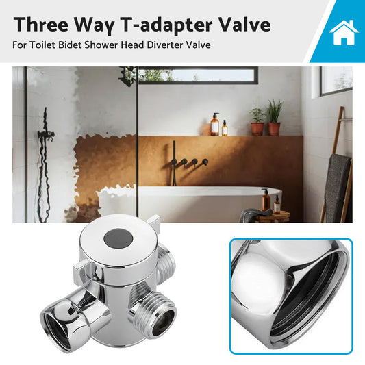 1 2 in Three Way T-adapter Valve For Toilet Bidet Shower Head Diverter Valve-0