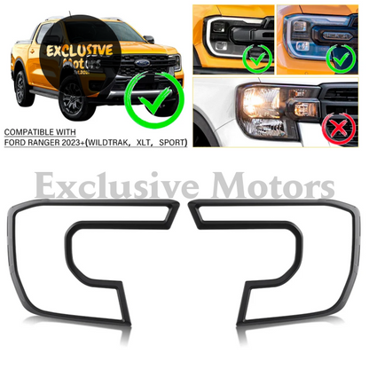 Abs Front Head Lights Lamp Cover For Ford Ranger Wildtrak (2023-2024) - Sport Xlt Light Protector