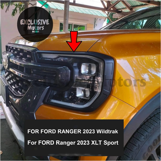 Abs Front Head Lights Lamp Cover For Ford Ranger Wildtrak (2023-2024) - Sport Xlt Light Protector