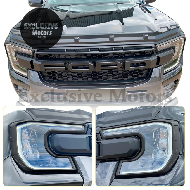 Abs Front Head Lights Lamp Cover For Ford Ranger Wildtrak (2023-2024) - Sport Xlt Light Protector