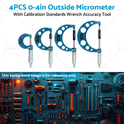0-4in Outside Micrometer Set With Calibration Standards Wrench Accuracy Tool-4