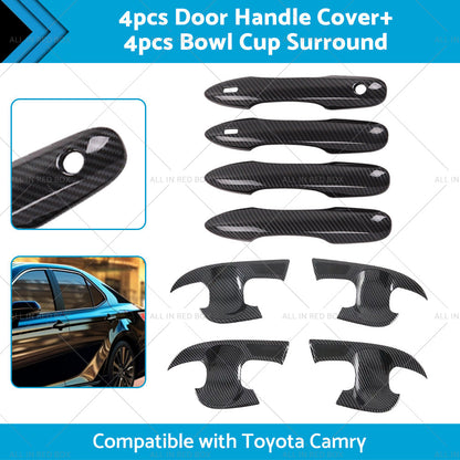 Carbon Fiber Door Handle Cover  and  Bowl Cup Surround Kit Suitable For Toyota Camry-1