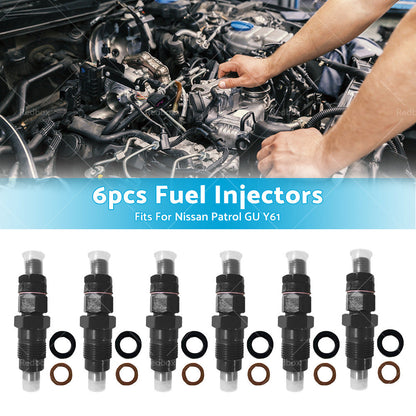 6PCS Diesel Fuel Injectors Fits For Nissan Patrol GQ Y60 TD42 TD42T 1988-1997-2