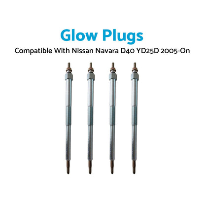4pcs Glow Plugs Suitable For NISSAN NAVARA D22 D40 YD25D R51 X-Trail 2005-On-0