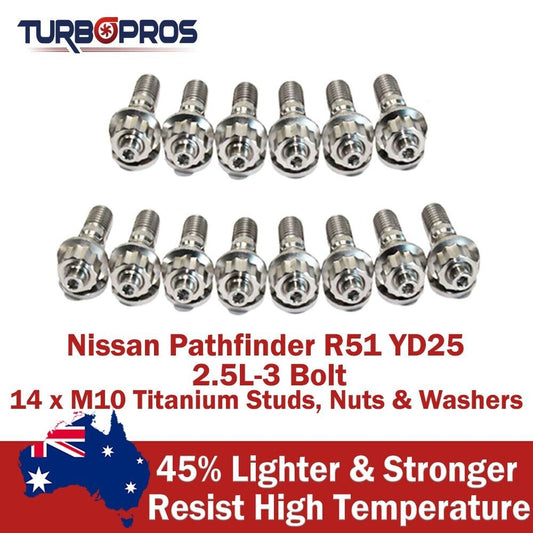Titanium Exhaust Manifold&Turbo Stud Kit for Nissan Pathfinder R51 YD25 2.5L