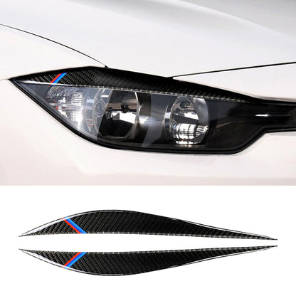 Carbon Fiber Eyelids Eyebrow Headlight Retrofit Accessories for BMW F30 3 Series-4