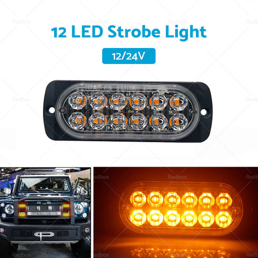 12 LED Strobe Lights White Amber for Emergency Vehicles 12V-24V