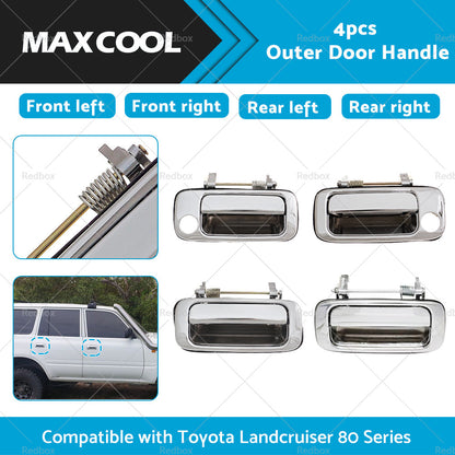 4X Chrome FRONT REAR OUTER Door Handle Suitable For Toyota Landcruiser 80 Series-2
