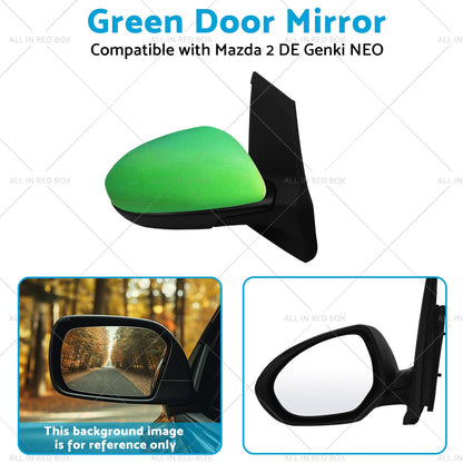 Left Side Green Rearview Mirror Suitable for 2007-2014 Mazda 2 DE Genki NEO MAXX