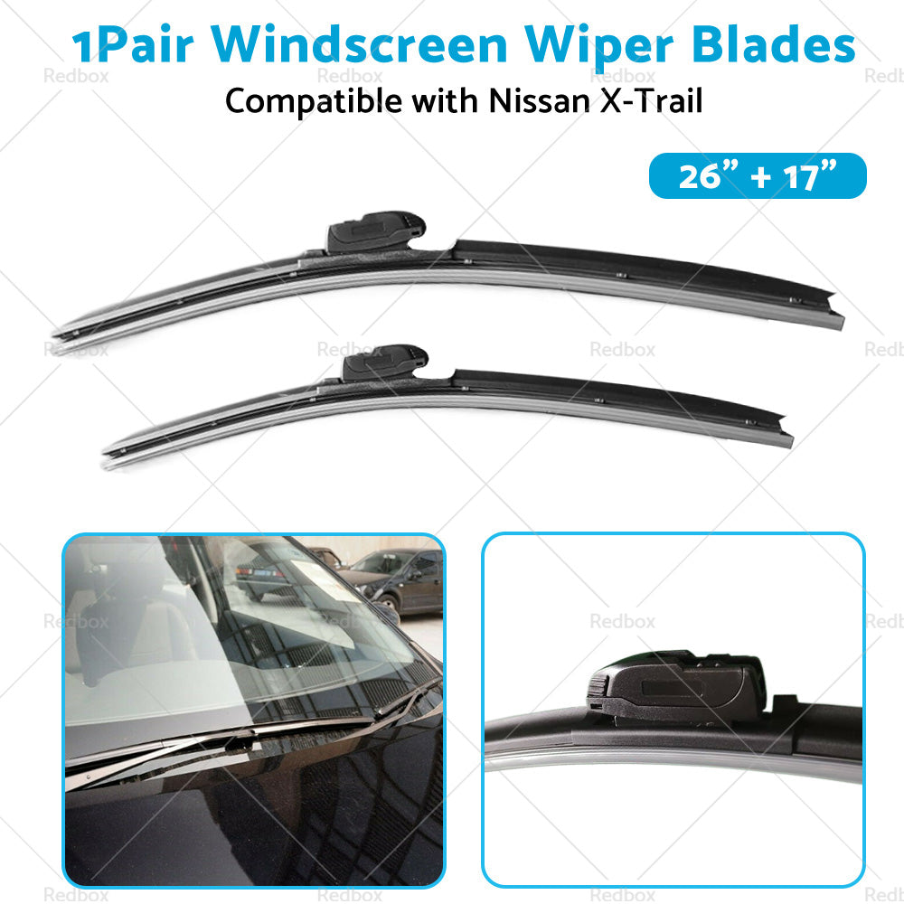 Wiper Blades Suitable for Nissan X-Trail T32 2014-2022 Front Pair 26inch  17inch-0