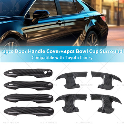 Carbon Fiber Door Handle Cover  and  Bowl Cup Surround Kit Suitable For Toyota Camry-2