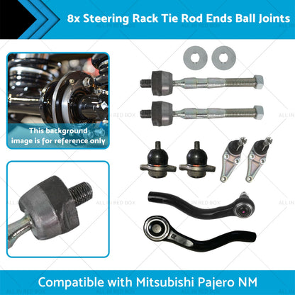 8x Steering Rack Tie Rod Ends Ball Joints Suitable for  Mitsubishi Pajero NM-1
