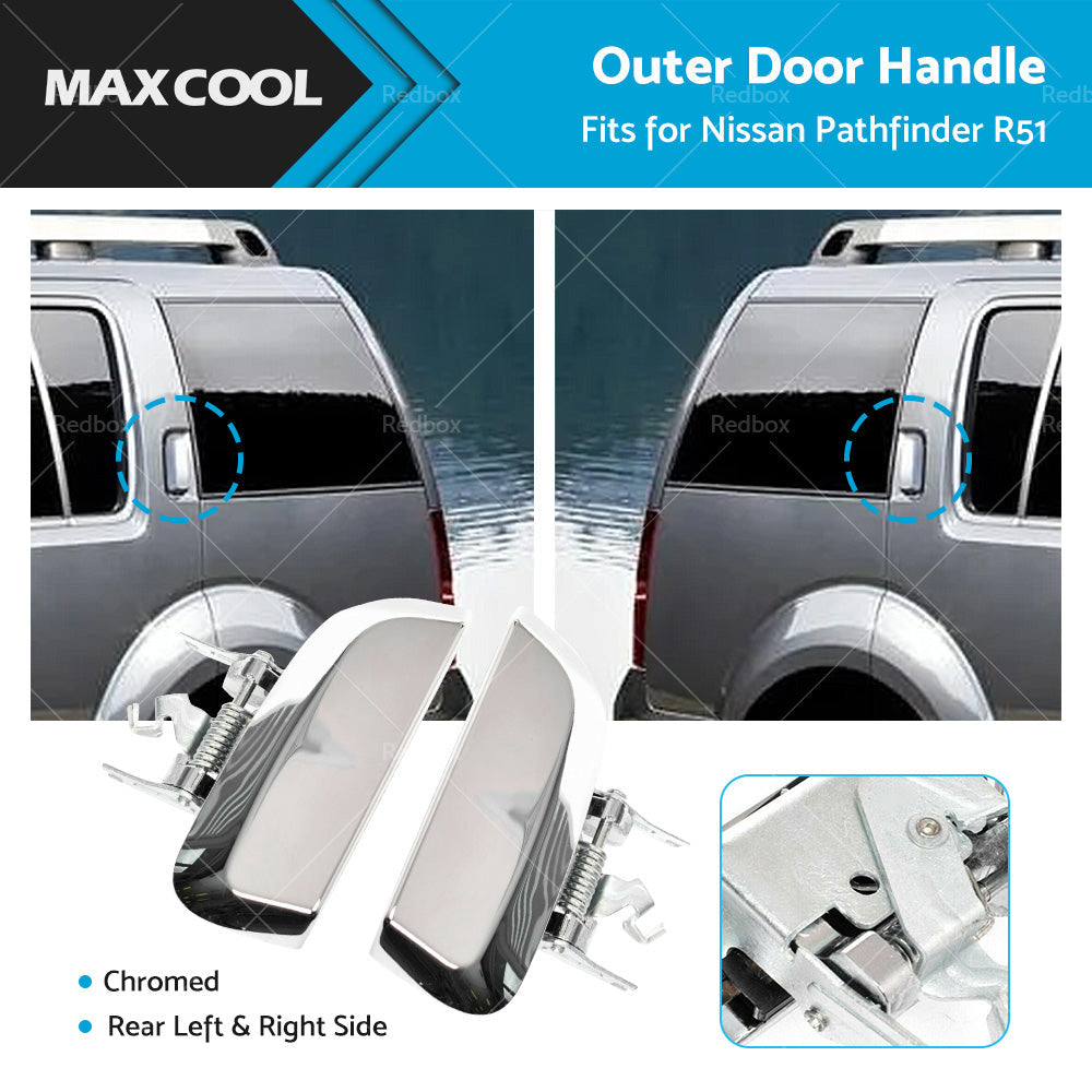 Chrome 1 Pair LHRH REAR Outer Door Handle For Nissan Pathfinder R51 2005~2013-0