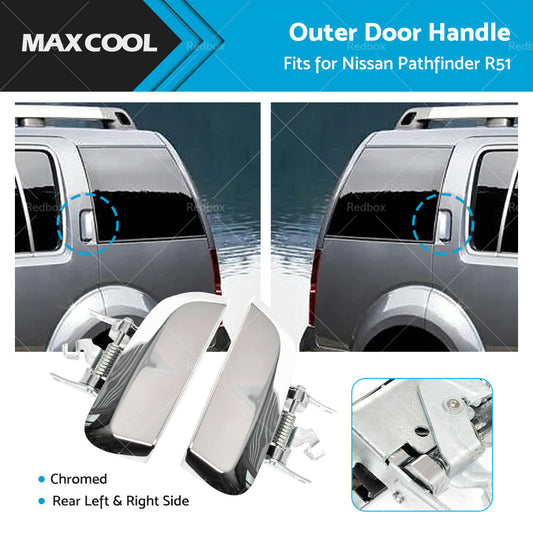 Chrome 1 Pair LHRH REAR Outer Door Handle For Nissan Pathfinder R51 2005~2013-0