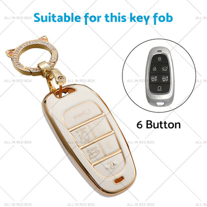 TPU 6Button Car Remote Key Fob Cover Suitable For Hyundai Sonata Tucson Santa Fe-4