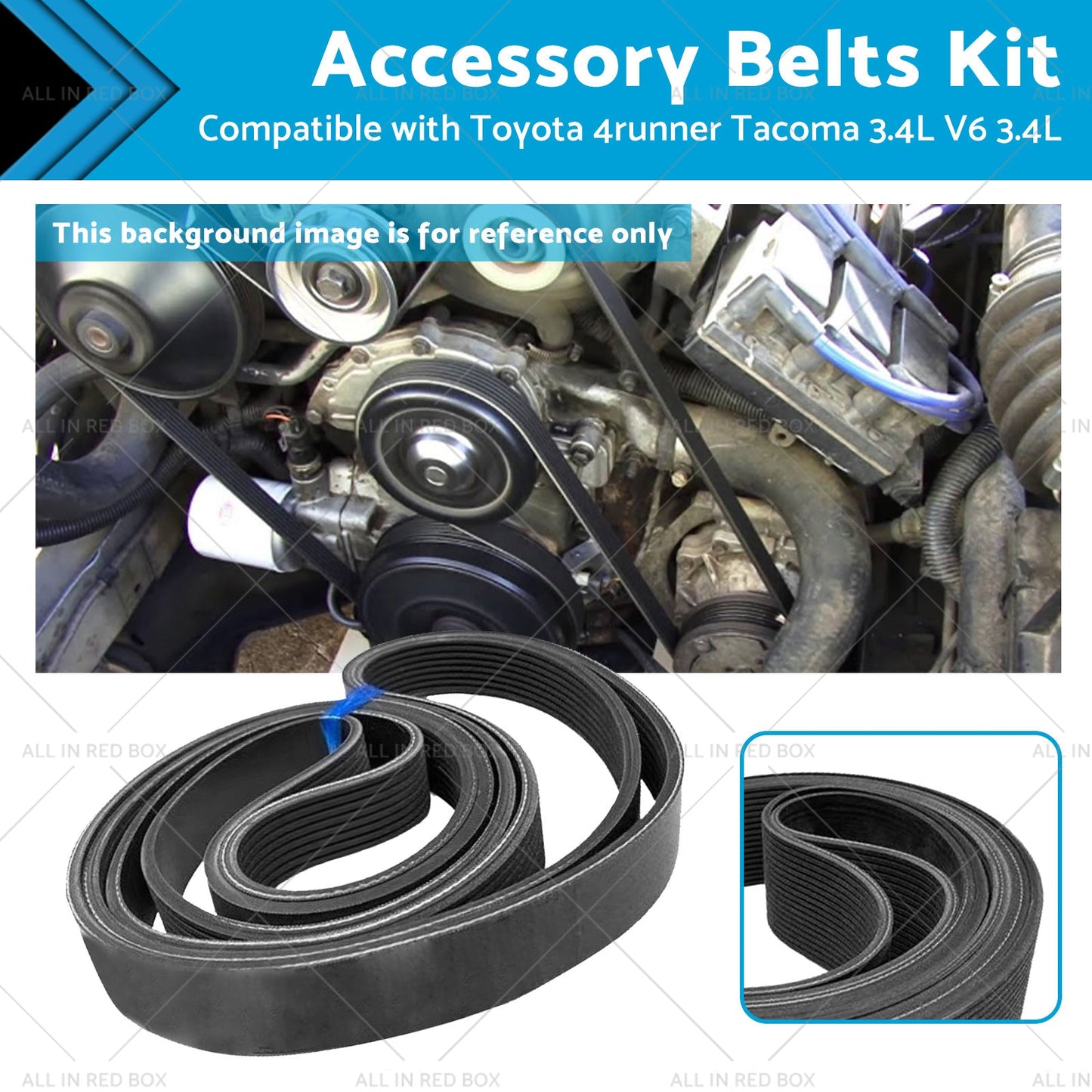 Accessory Belts Kit 3.4L V6 for Toyota 4Runner Tacoma 1995-2004