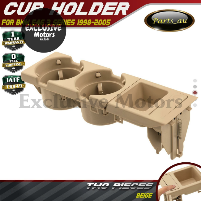 Beige Dual Cup Holder & Coin Tray Box for BMW E46 3-Series (318, 320, 325, 330, M3)