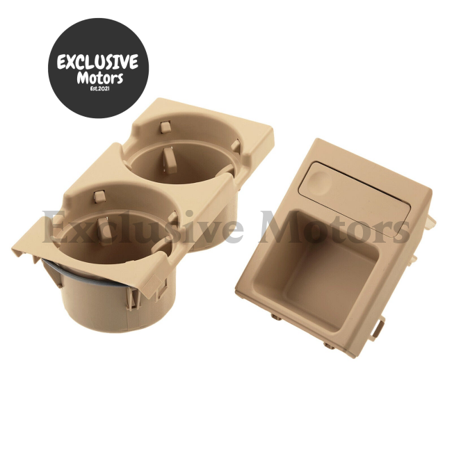 Beige Dual Cup Holder & Coin Tray Box for BMW E46 3-Series (318, 320, 325, 330, M3)