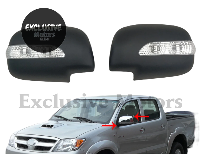 Black Door Mirror Cover Trim With Led For Toyota Hilux/Fortuner (2005-2015)