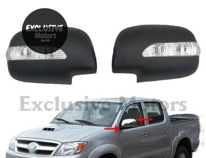 Black Door Mirror Cover Trim With Led For Toyota Hilux/Fortuner (2005-2015)