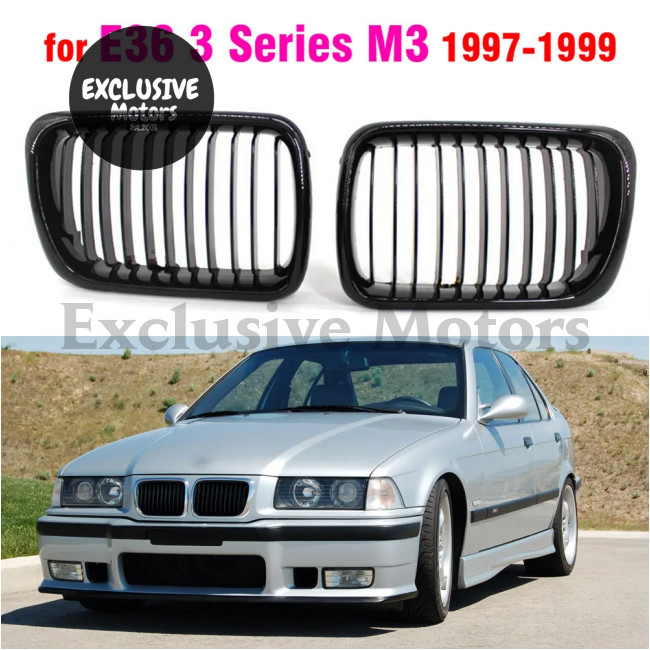 Black Hood Kidney Grilles For Bmw E36 1997-1999