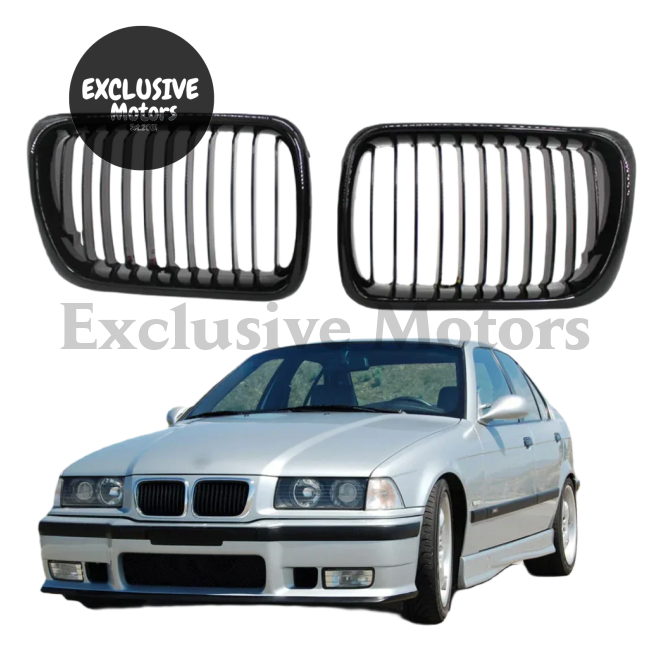 Black Hood Kidney Grilles For Bmw E36 1997-1999