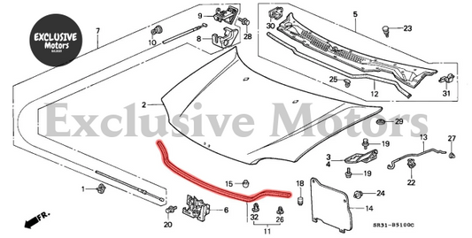 Bonnet Rubber Seal For Honda Civic Eg Eh Ej 1992-1995