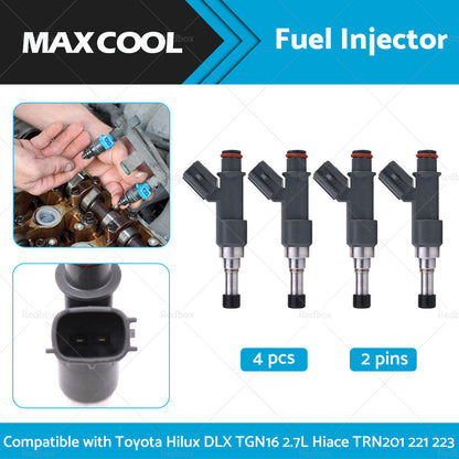 4X Fuel Injector Suitable for Toyota Hilux DLX TGN16 Hiace TRN201 221 TRH223 2. 7-1