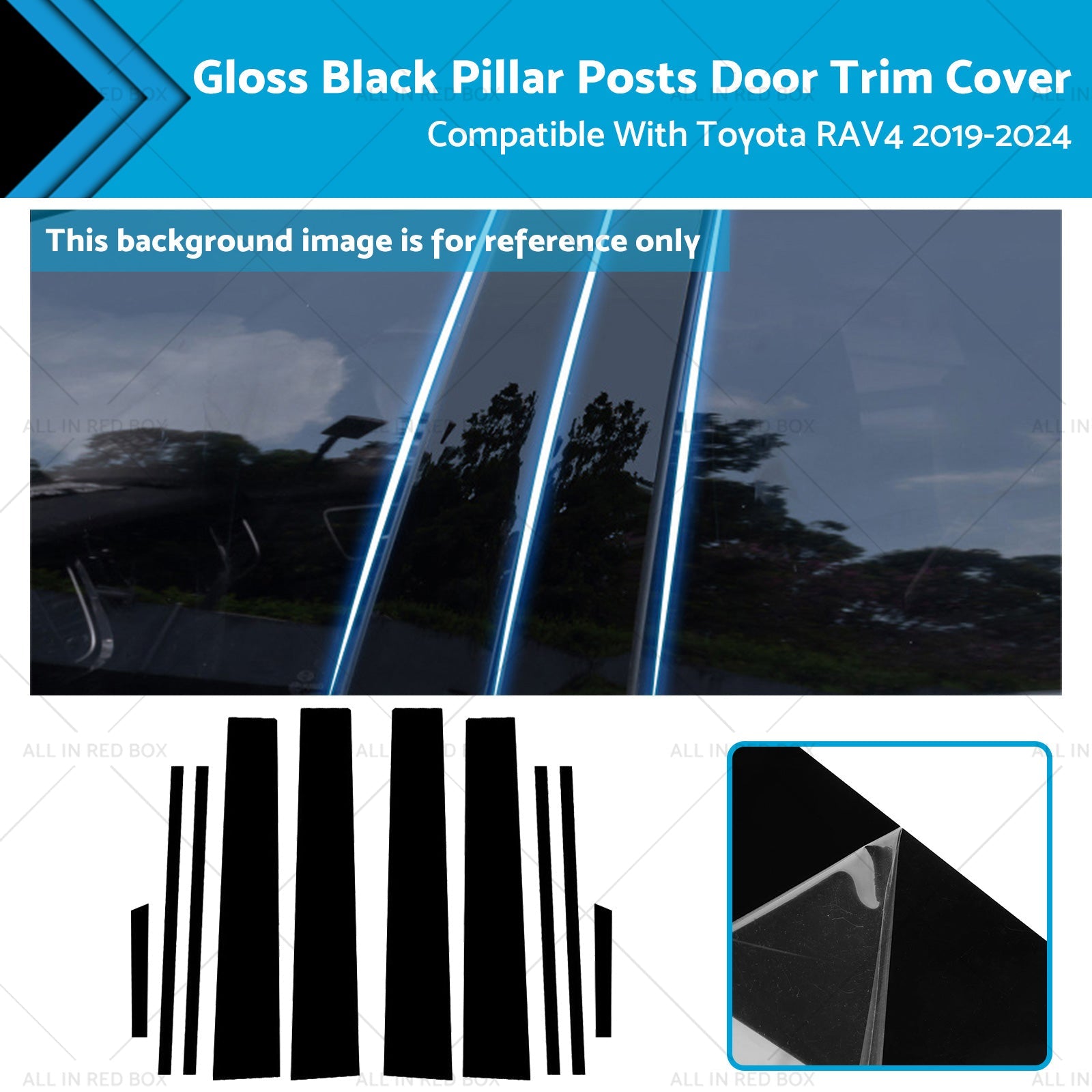 Gloss Black Pillar Posts Door Trim Cover Suitable For Toyota RAV4 2019-2024-0