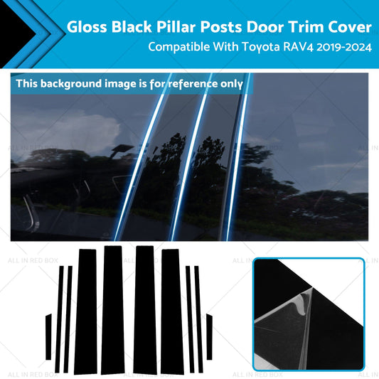 Gloss Black Pillar Posts Door Trim Cover Suitable For Toyota RAV4 2019-2024-0
