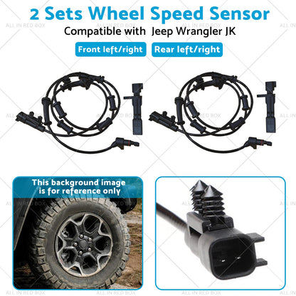 2SET Front Rear LH or RH ABS Wheel Speed Sensor Suitable for Jeep Wrangler JK 07-17-3
