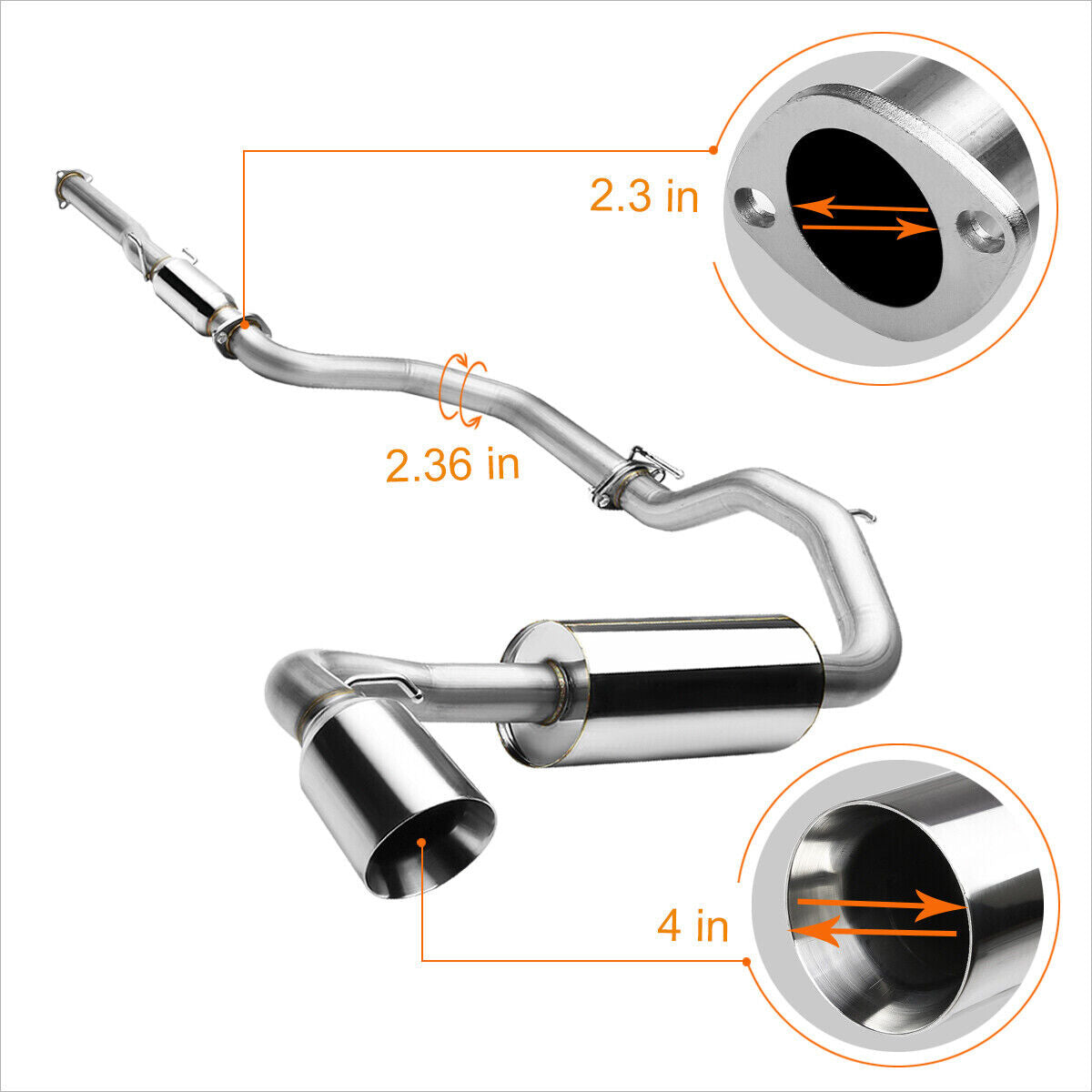 For 88-91 Honda CRX Coupe 1.5/1.6 4" Rolled Tip Muffler Catback Exhaust System