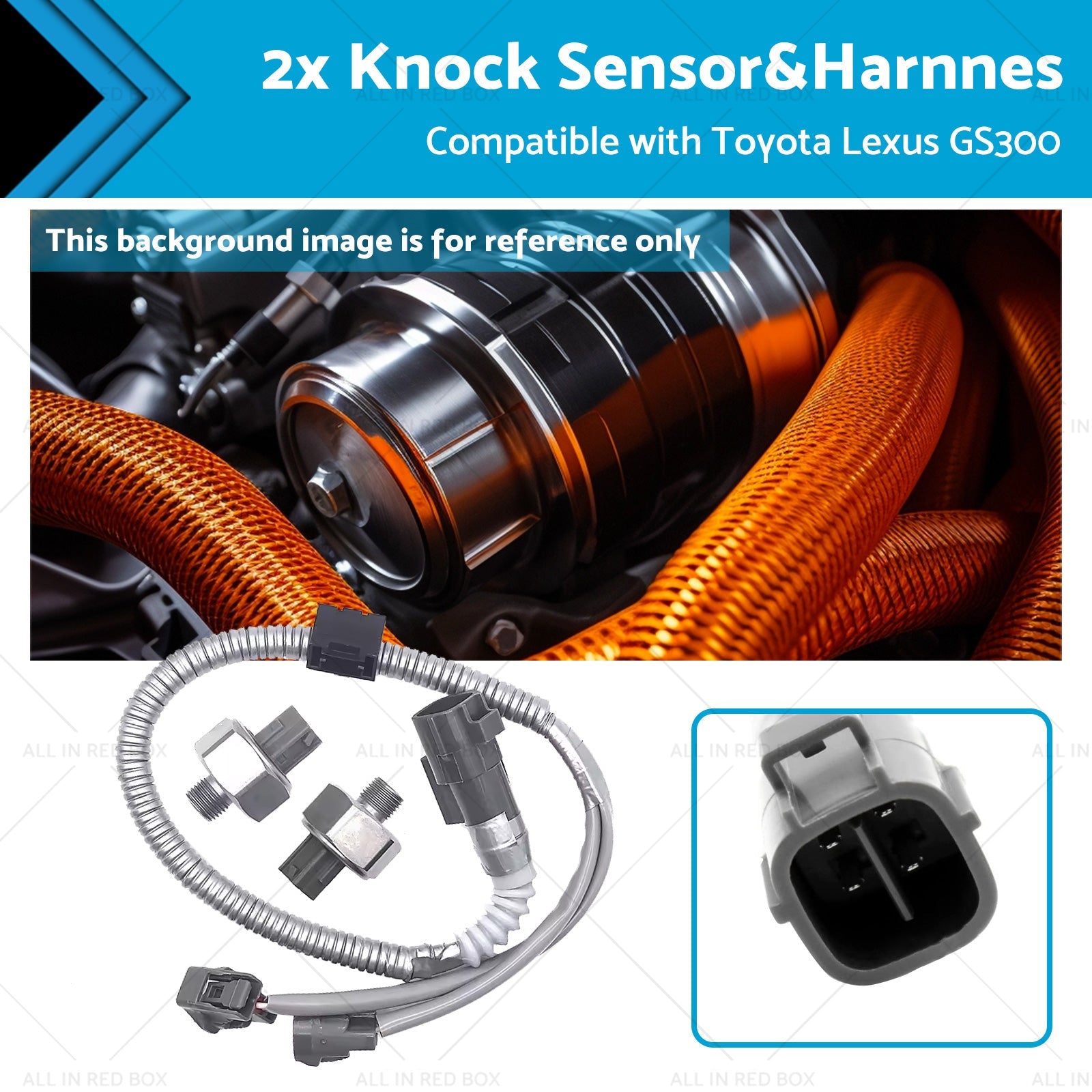 89615-12090 2x Knock Sensor and Harnnes Suitable for Toyota Lexus GS300 3. 0L 4Runner-0