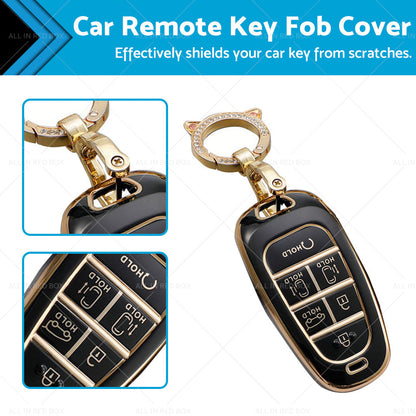 6Button TPU Car Remote Key Fob Cover Suitable ForHyundai Sonata Tucson Santa Fe-0