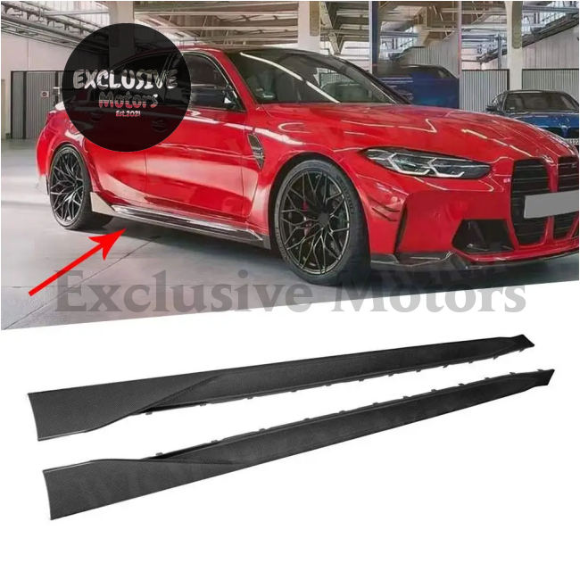 Carbon Fiber Side Skirts Rocker Panel Lip Spoiler For Bmw 3