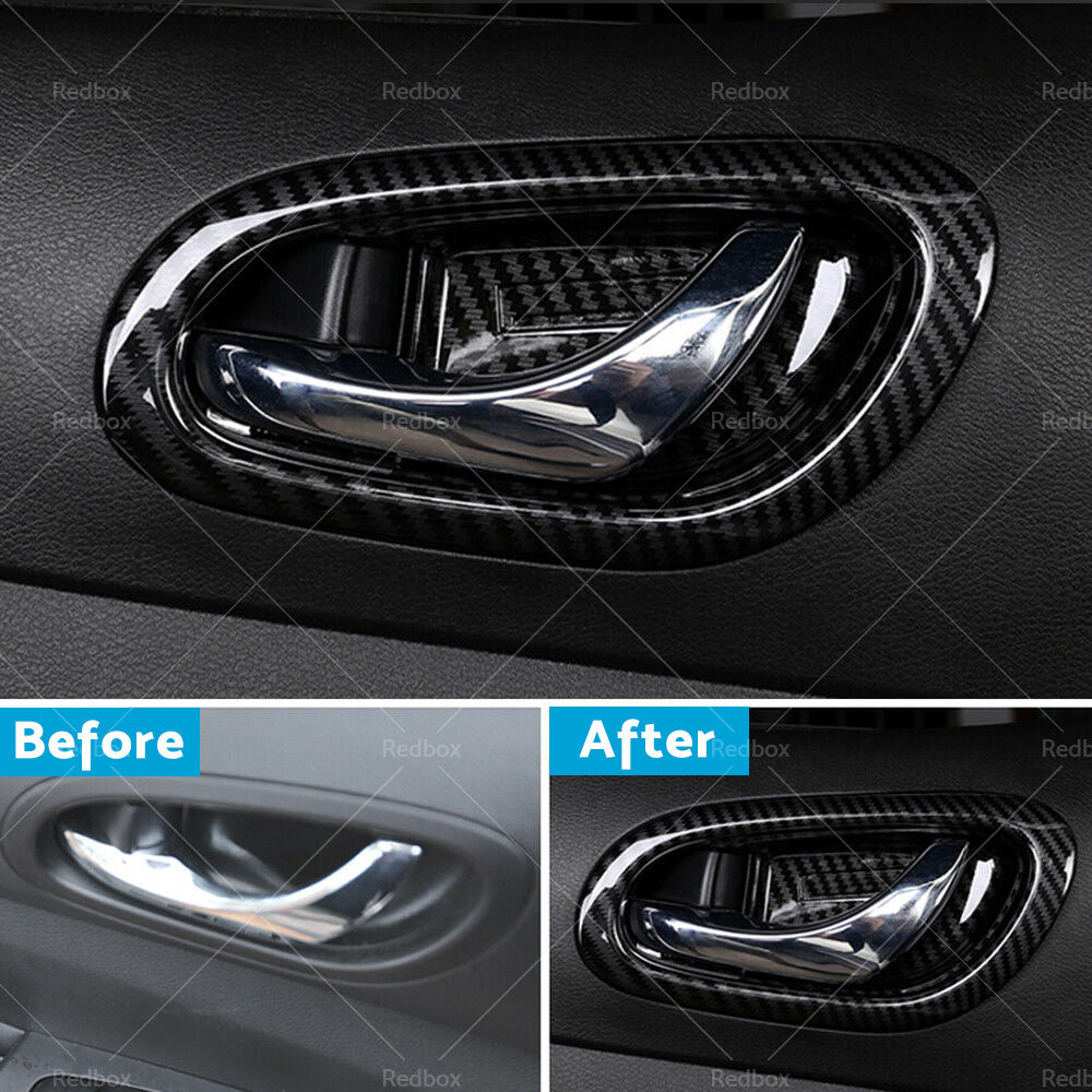 Carbon Black Interior Door Bowl Cover Trim Fit For Nissan Navara NP300 2015-2021-3