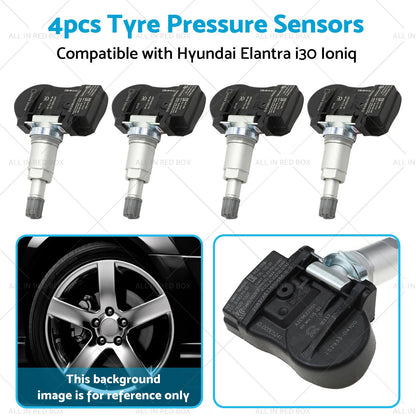 4X TPMS Tyre Pressure Sensors 52933-F2000 Suitable for Hyundai i30 i20N Elantra-4
