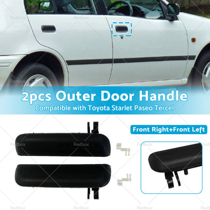 Pair LHRH FRONT Outer Door Handle Suitable For Toyota Starlet EP91 96~99 Black