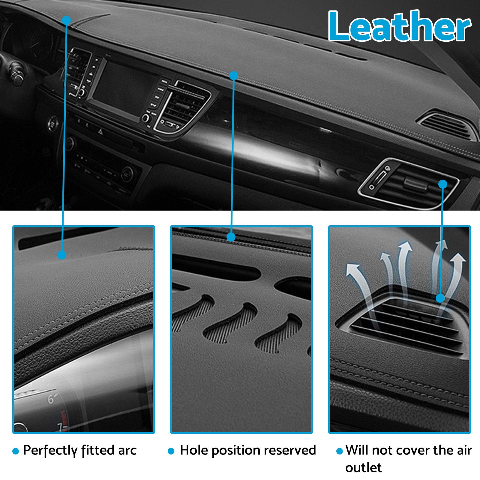 Dash Mat Microfiber Leather Black Suitable For Nissan Navara NP300 D23 2015-On-2