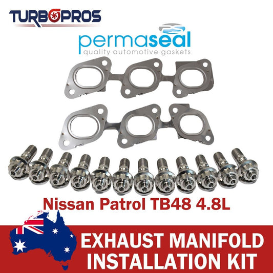 Permaseal Exhaust Manifold Titanium Stud&Gasket Kit for Nissan Patrol TB48 4.8L