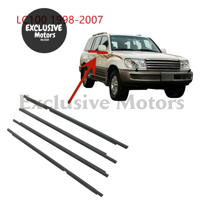 Chrome/Black Window Weatherstrip Seal For Land Cruiser Lc100 1998-2007 (4 Pcs)