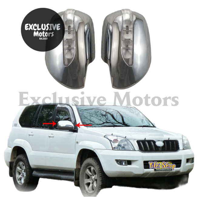 Chrome Door Mirror Covers With Led For Toyota Prado Fj120