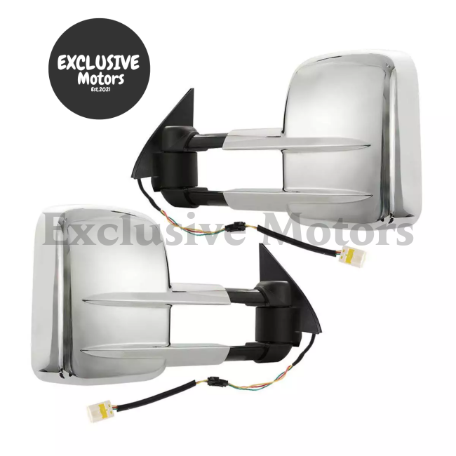 Chrome Extendable Towing Mirrors For Nissan Patrol Ty61 Gu Y61 1997-2016