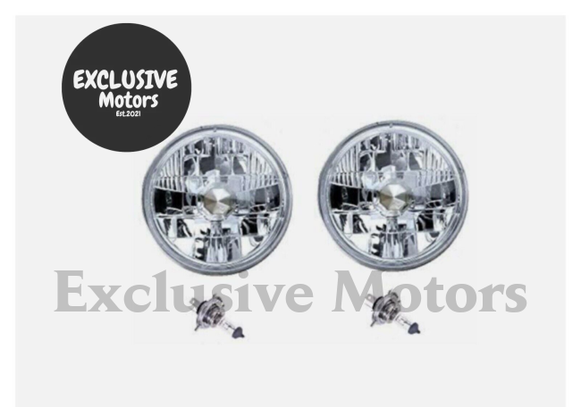 Classic Mini 7" Crystal Halogen Headlight Lamp Conversion Kit (Pair)