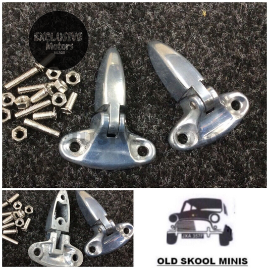 Classic Mini Boot Lid Hinge Set (Aluminium, Bare Metal Pair)