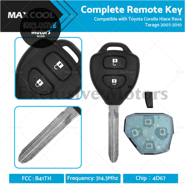 Complete Remote Key for Toyota Corolla, Hiace, RAV4 (2007-2010)