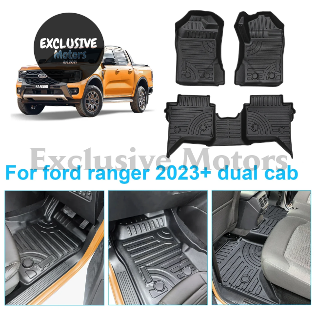 Custom Car Floor Mats Foot Pad For Ford Ranger Next-Gen (2022-2023 + ) - Double Cabin Model With 3D