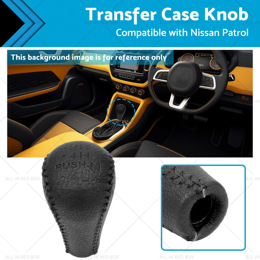 1PCS Black Leather Transfer Case Knob Suitable for Nissan Patrol GU Y61 GQ Y62-0