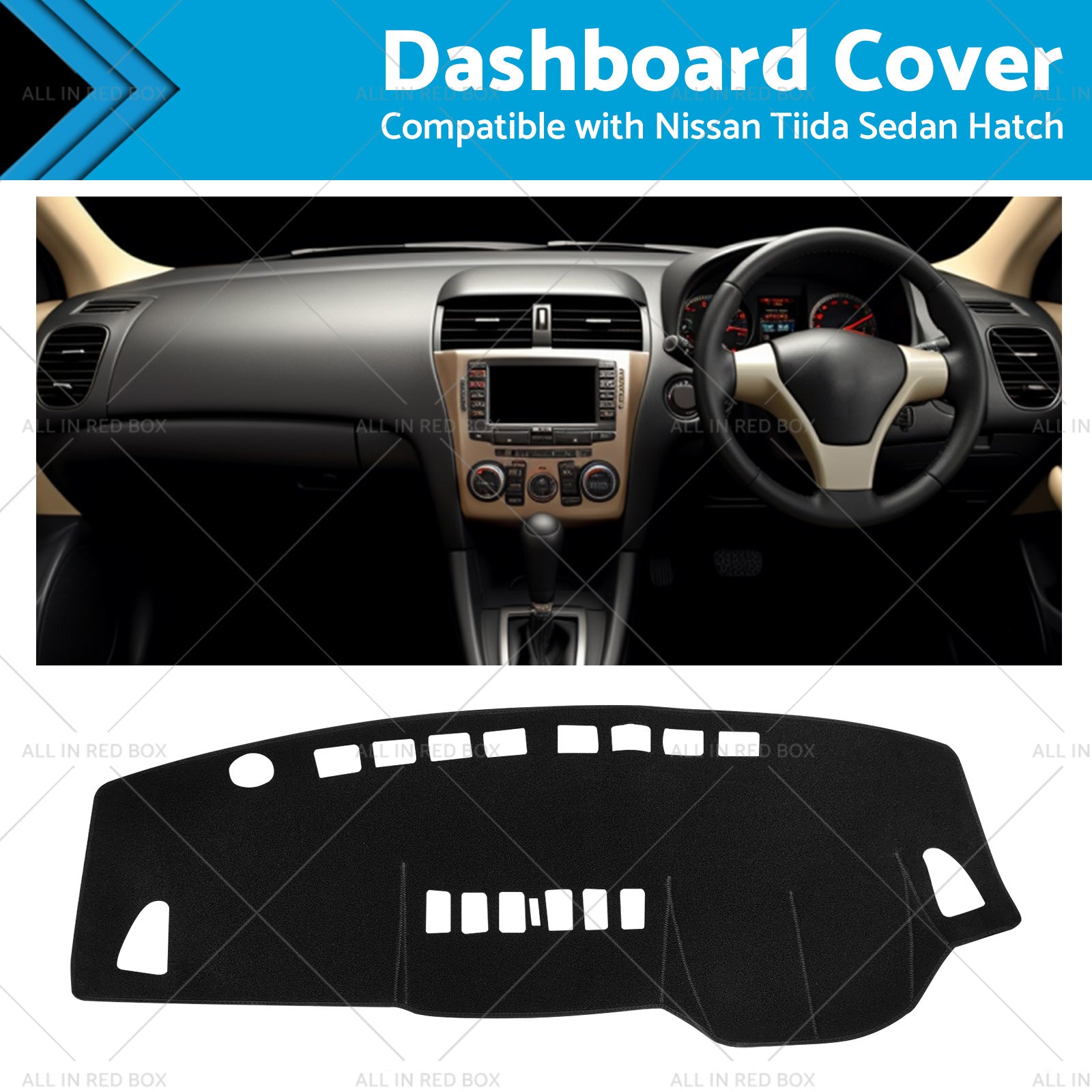 Non-Slip Dash Mat SuitableFor Nissan Tiida ST ST-L Ti Q 06-13 Dashboard Black-0